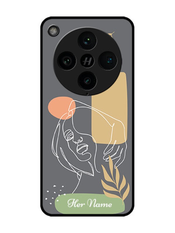 Custom Find X8 Pro 5G Custom Glass Phone Case - Gazing Woman Line Art Design