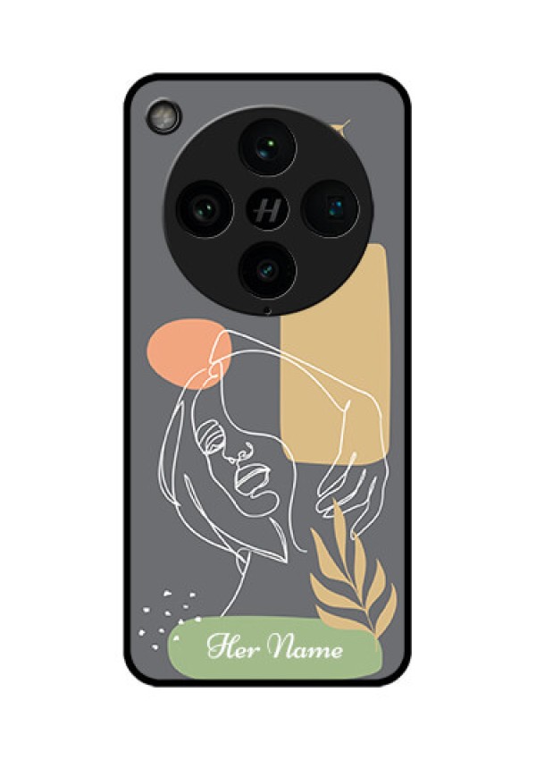 Find X8 Pro 5G Custom Glass Phone Case - Gazing Woman Line Art Design