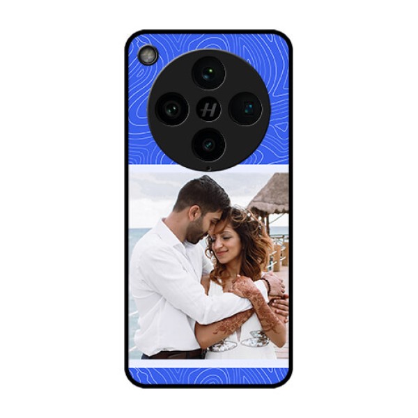 Find X8 Pro 5G Custom Glass Phone Case - Curved Line Art With Blue And White Design Find X8 Pro 5G Custom Glass Phone Case - Curved Line Art With Blue And White Design