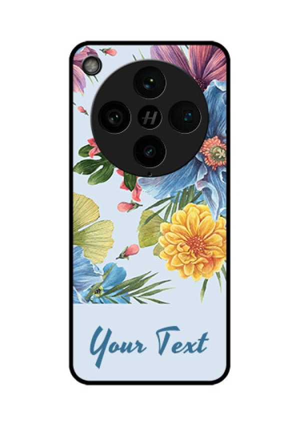 Find X8 Pro 5G Custom Glass Phone Case - Stunning Watercolored Flowers Painting Design