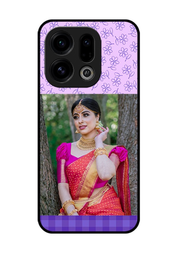 Oppo Find X9 5G Custom Glass Phone Case - Purple Floral Design