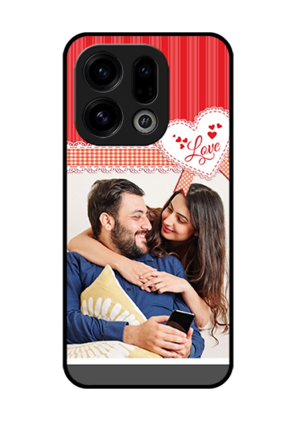 Oppo Find X9 5G Custom Glass Phone Case - Red Love Pattern Design