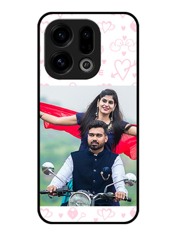 Custom Oppo Find X9 5G Custom Glass Phone Case - Pink Flying Heart Design