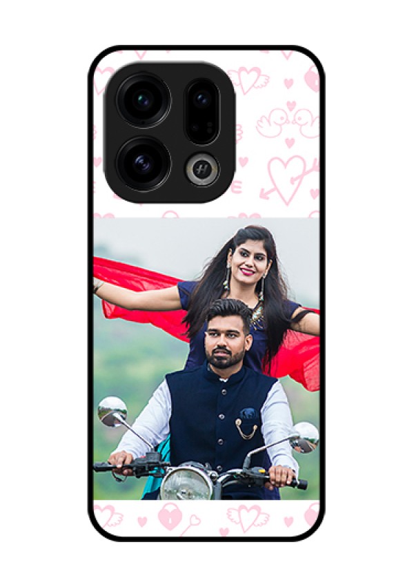 Oppo Find X9 5G Custom Glass Phone Case - Pink Flying Heart Design