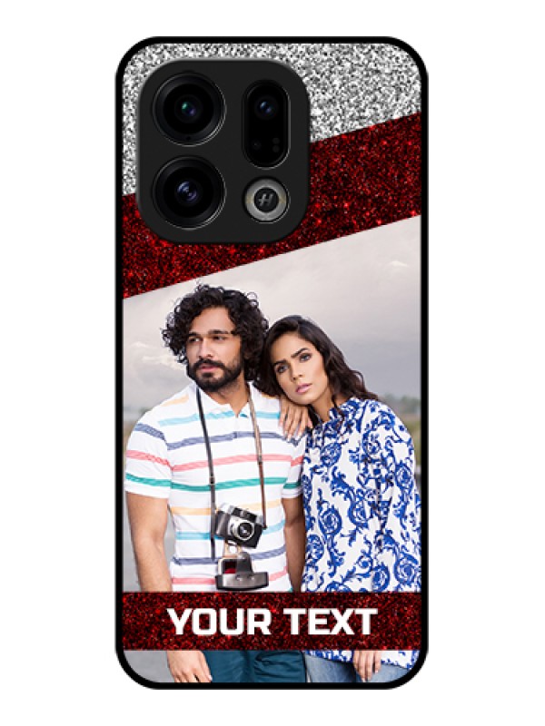 Custom Oppo Find X9 5G Custom Glass Phone Case - Image Holder With Glitter Strip Design