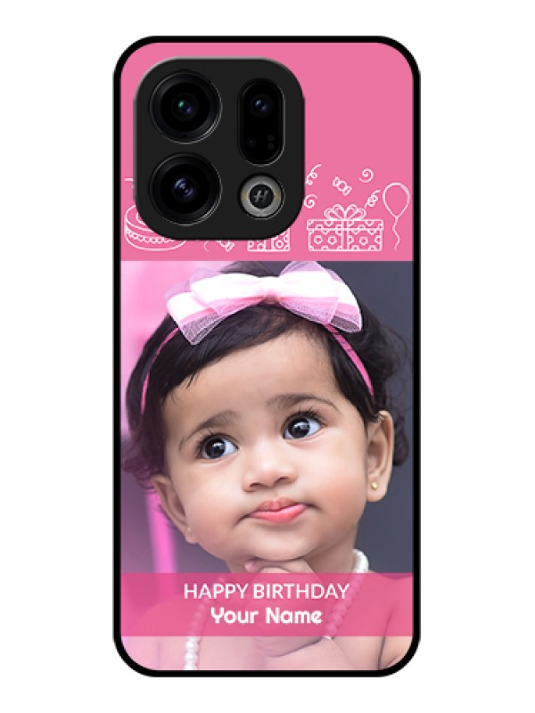 Custom Oppo Find X9 5G Custom Glass Phone Case - With Birthday Line Art Design