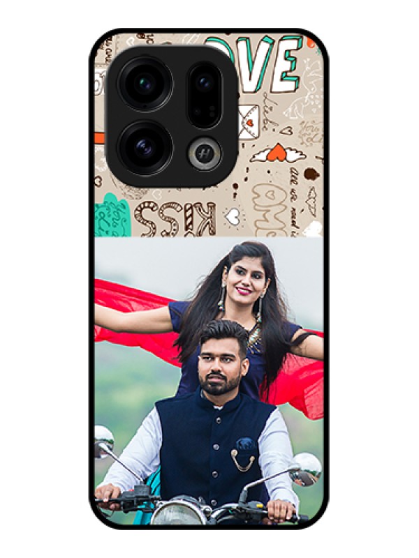 Custom Oppo Find X9 5G Custom Glass Phone Case - Love Doodle Pattern