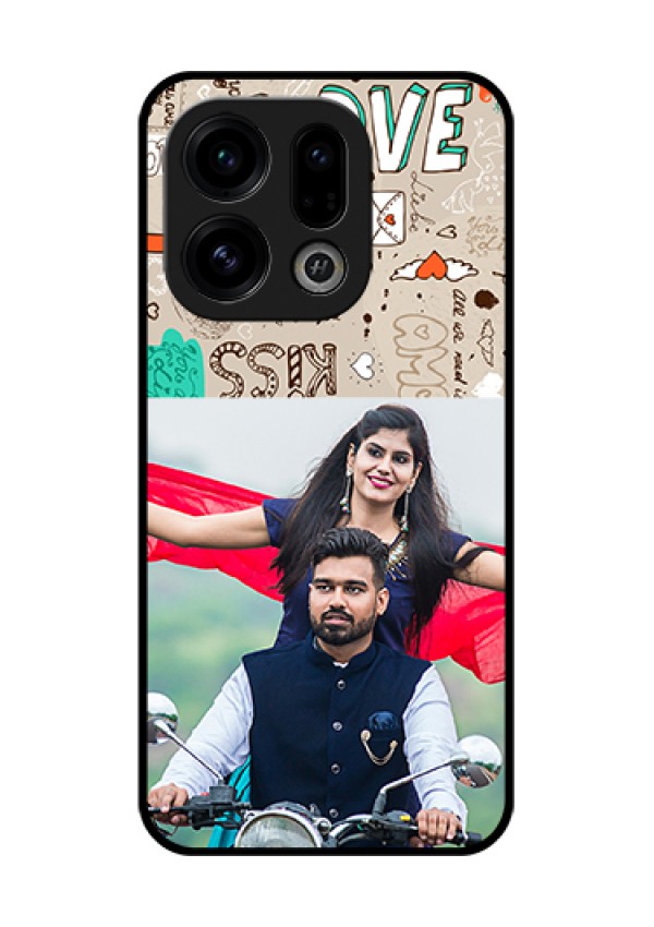 Oppo Find X9 5G Custom Glass Phone Case - Love Doodle Pattern