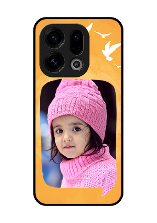 Oppo Find X9 5G Custom Glass Phone Case - Water Color Design With Bird Icons