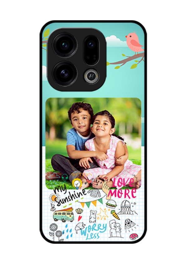 Oppo Find X9 5G Custom Glass Phone Case - Doodle Love Design