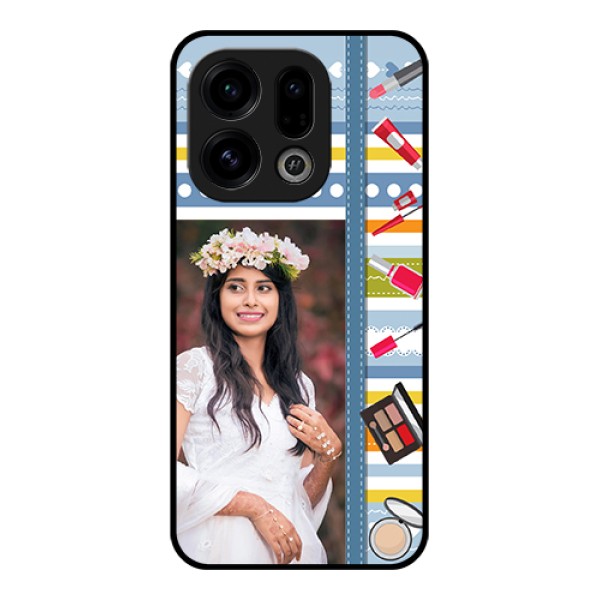 Oppo Find X9 5G Custom Glass Phone Case - Makeup Icons Design