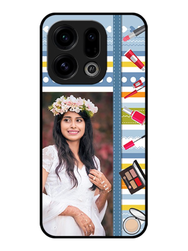 Custom Oppo Find X9 5G Custom Glass Phone Case - Makeup Icons Design