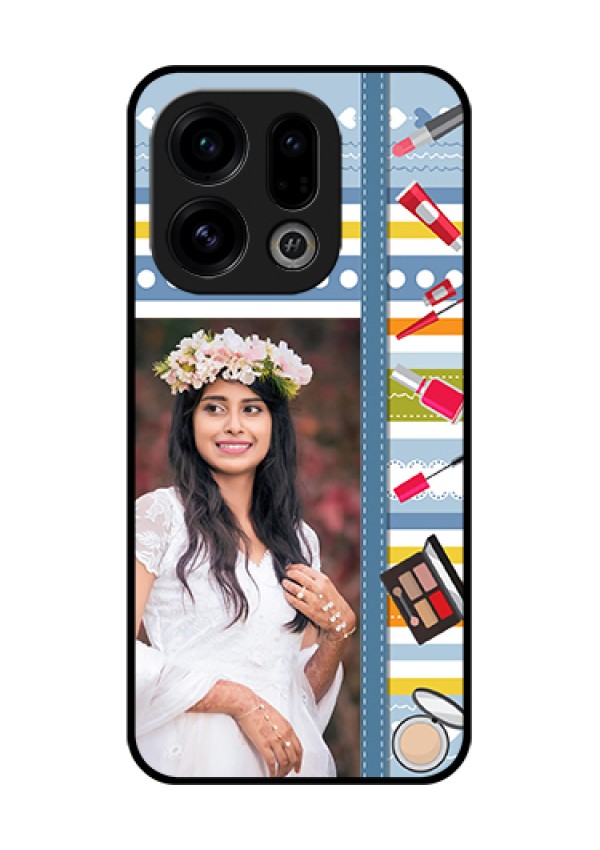 Oppo Find X9 5G Custom Glass Phone Case - Makeup Icons Design