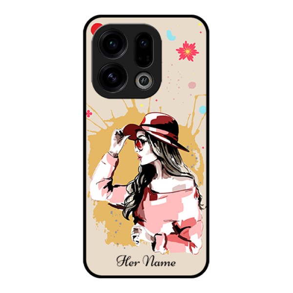 Oppo Find X9 5G Custom Glass Phone Case - Women With Pink Hat Design Oppo Find X9 5G Custom Glass Phone Case - Women With Pink Hat Design