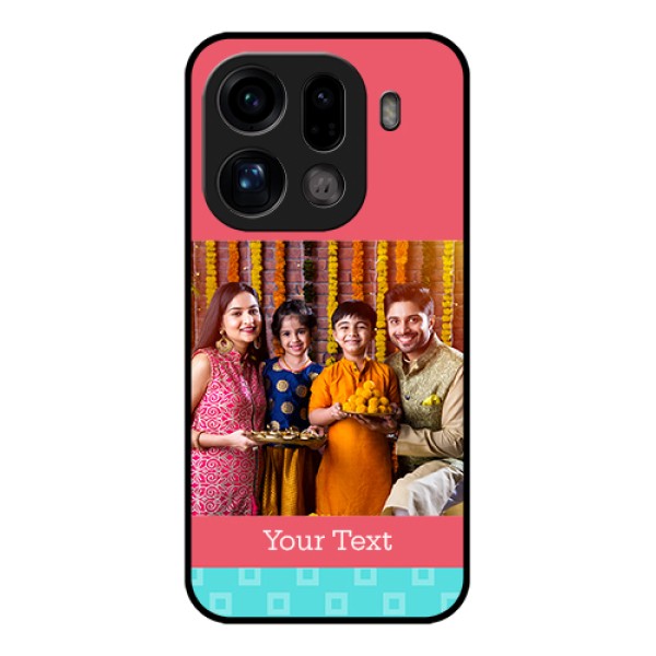 Oppo Find X9 Pro 5G Custom Glass Phone Case - Peach & Blue Color Design