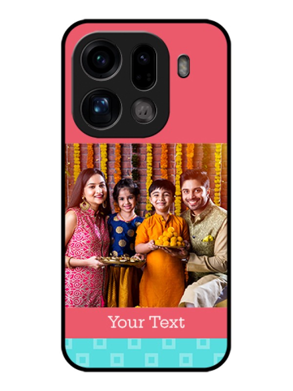 Custom Oppo Find X9 Pro 5G Custom Glass Phone Case - Peach & Blue Color Design