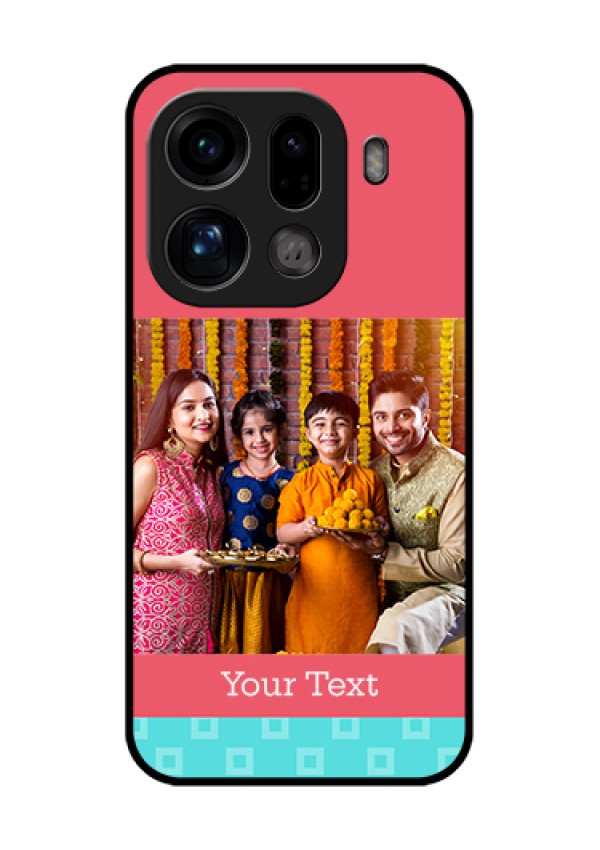 Oppo Find X9 Pro 5G Custom Glass Phone Case - Peach & Blue Color Design