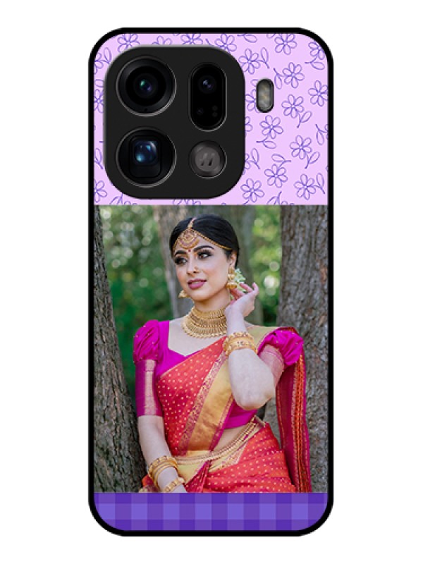 Custom Oppo Find X9 Pro 5G Custom Glass Phone Case - Purple Floral Design