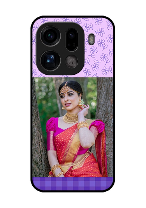 Oppo Find X9 Pro 5G Custom Glass Phone Case - Purple Floral Design