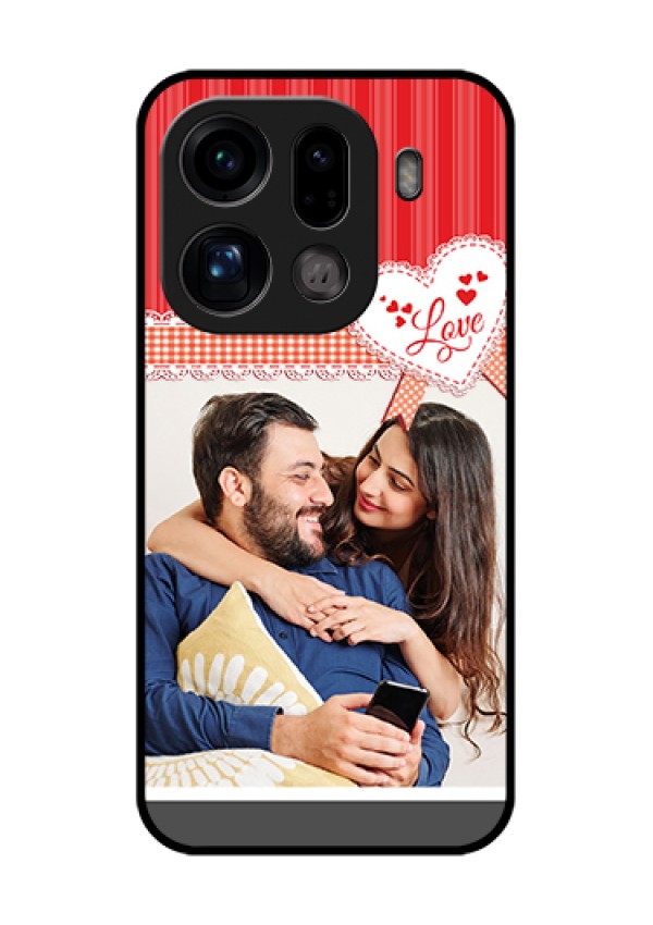 Oppo Find X9 Pro 5G Custom Glass Phone Case - Red Love Pattern Design