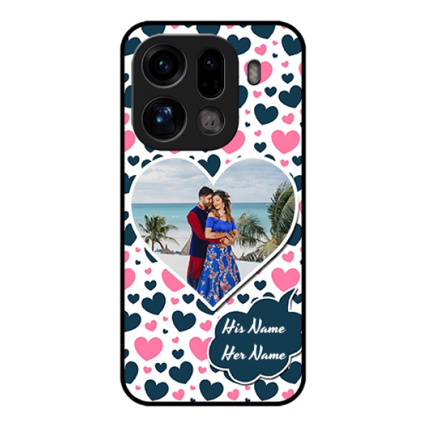 Oppo Find X9 Pro 5G Custom Glass Phone Case - Pink & Blue Heart Design