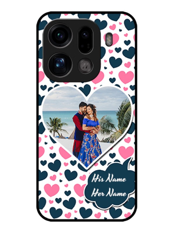 Custom Oppo Find X9 Pro 5G Custom Glass Phone Case - Pink & Blue Heart Design