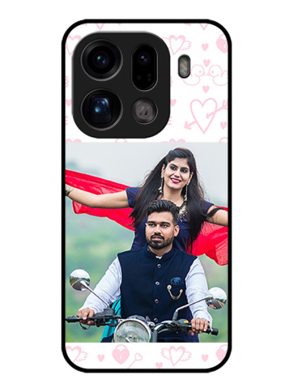 Custom Oppo Find X9 Pro 5G Custom Glass Phone Case - Pink Flying Heart Design
