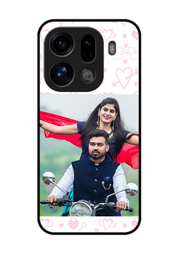 Oppo Find X9 Pro 5G Custom Glass Phone Case - Pink Flying Heart Design