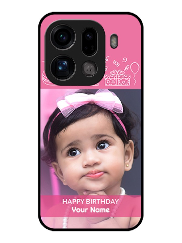 Custom Oppo Find X9 Pro 5G Custom Glass Phone Case - With Birthday Line Art Design