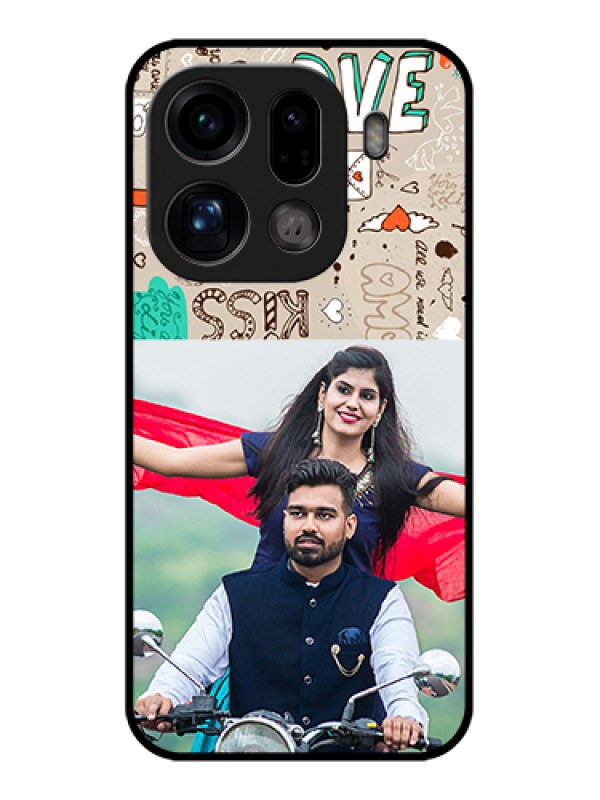 Custom Oppo Find X9 Pro 5G Custom Glass Phone Case - Love Doodle Pattern