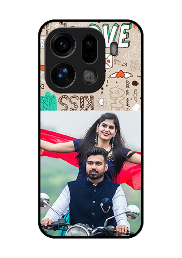 Oppo Find X9 Pro 5G Custom Glass Phone Case - Love Doodle Pattern