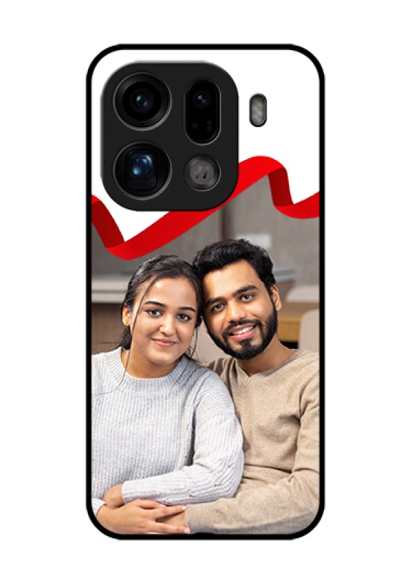 Oppo Find X9 Pro 5G Custom Glass Phone Case - Red Ribbon Frame Design