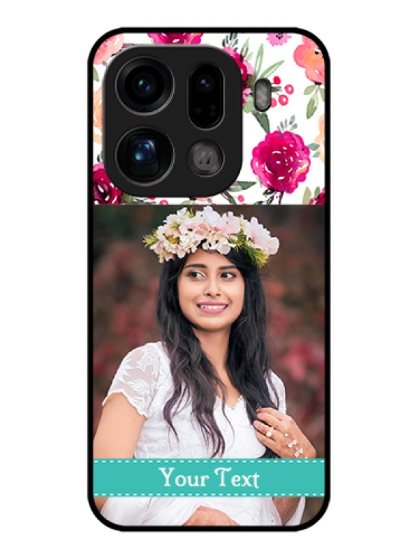 Custom Oppo Find X9 Pro 5G Custom Glass Phone Case - Water Colors Floral Design