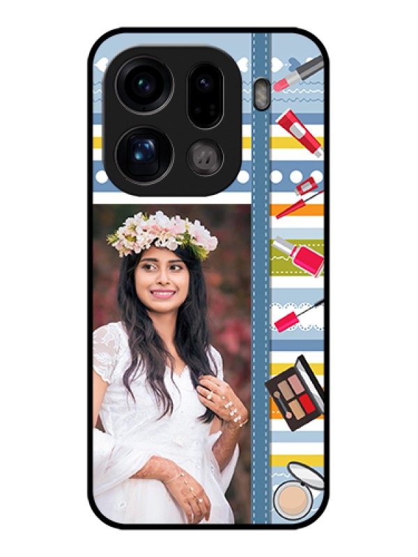 Custom Oppo Find X9 Pro 5G Custom Glass Phone Case - Makeup Icons Design