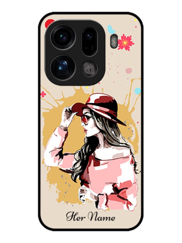 Custom Oppo Find X9 Pro 5G Custom Glass Phone Case - Women With Pink Hat Design