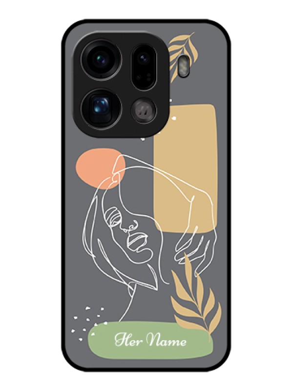Custom Oppo Find X9 Pro 5G Custom Glass Phone Case - Gazing Woman Line Art Design