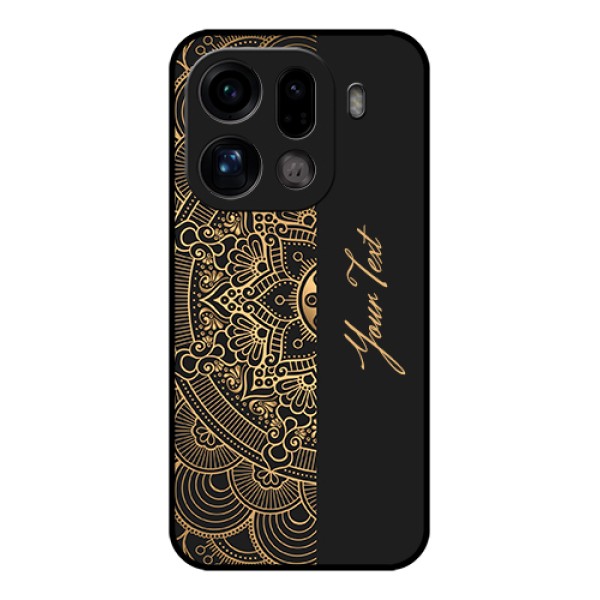 Oppo Find X9 Pro 5G Custom Glass Phone Case - Mandala Art With Custom Text Design Oppo Find X9 Pro 5G Custom Glass Phone Case - Mandala Art With Custom Text Design