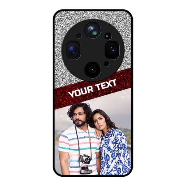 Oppo Find X9 Ultra 5G Custom Glass Phone Case - Image Holder With Glitter Strip Design Oppo Find X9 Ultra 5G Custom Glass Phone Case - Image Holder With Glitter Strip Design