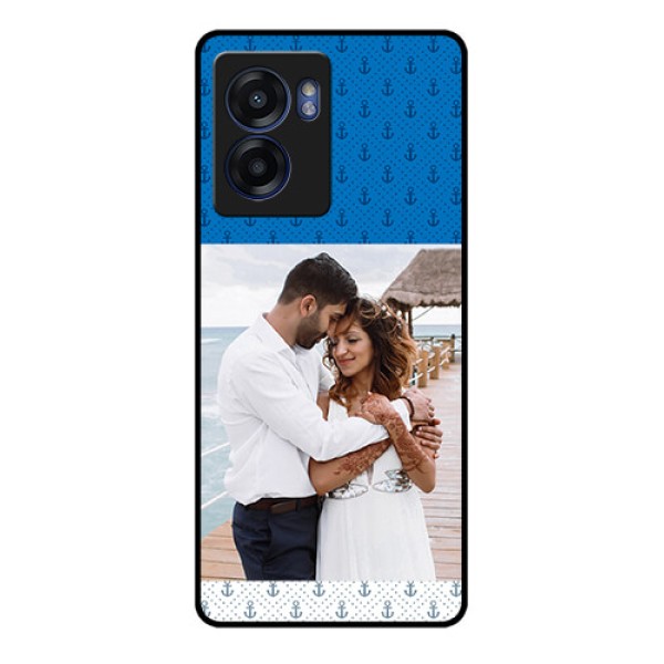Oppo K10 5G Photo Printing on Glass Case - Blue Anchors Design