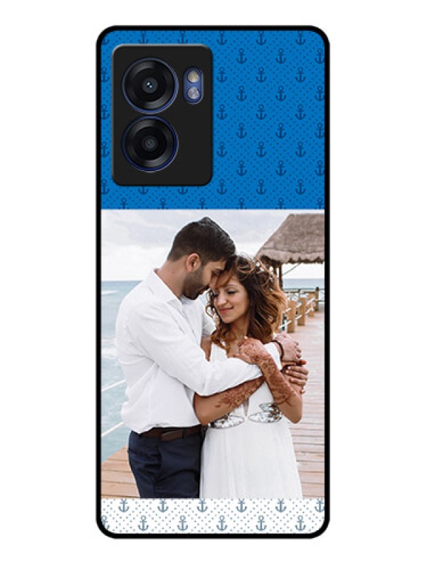 Custom Oppo K10 5G Photo Printing on Glass Case - Blue Anchors Design