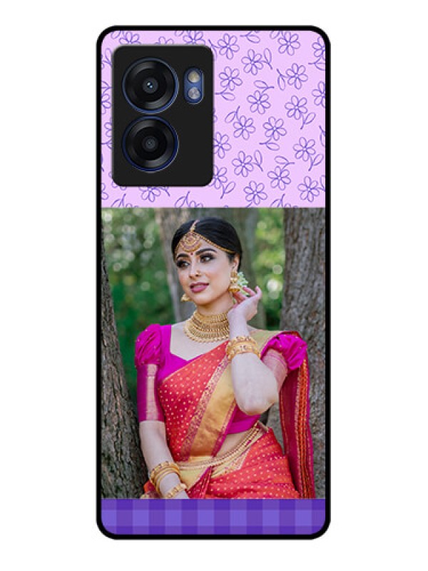 Custom Oppo K10 5G Custom Glass Phone Case - Purple Floral Design