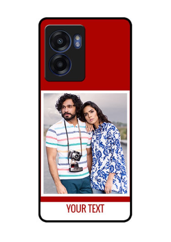Oppo K10 5G Personalized Glass Phone Case - Simple Red Color Design