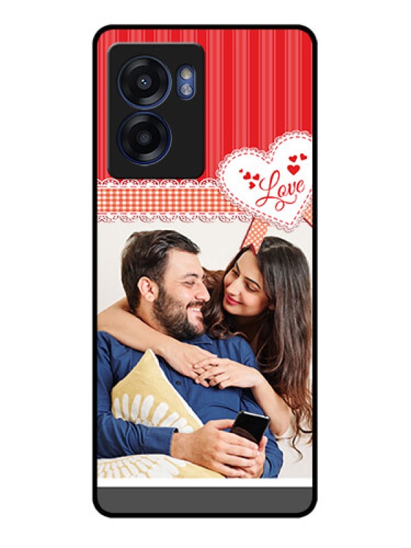 Custom Oppo K10 5G Custom Glass Mobile Case - Red Love Pattern Design
