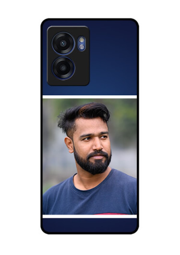 Oppo K10 5G Personalized Glass Phone Case - Simple Royal Blue Design