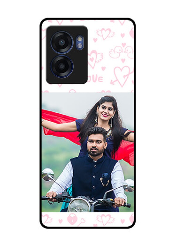 Oppo K10 5G Custom Glass Mobile Case - Pink Flying Heart Design