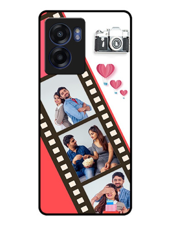 Custom Oppo K10 5G Personalized Glass Phone Case - 3 Image Holder with Film Reel