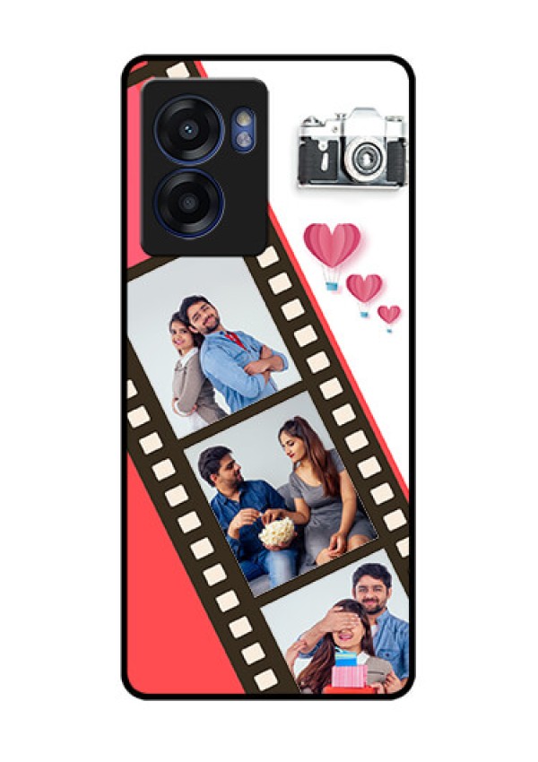 Oppo K10 5G Personalized Glass Phone Case - 3 Image Holder with Film Reel