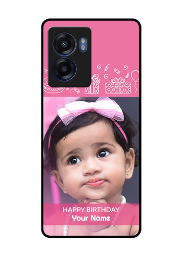 Oppo K10 5G Photo Printing on Glass Case - with Birthday Line Art Design
