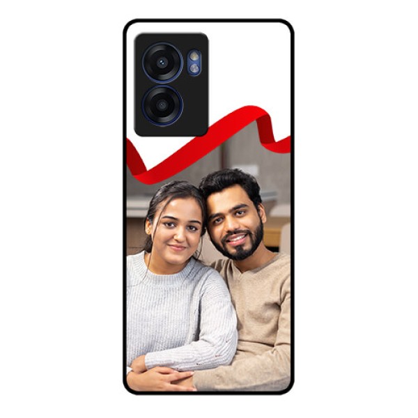 Oppo K10 5G Photo Printing on Glass Case - Red Ribbon Frame Design