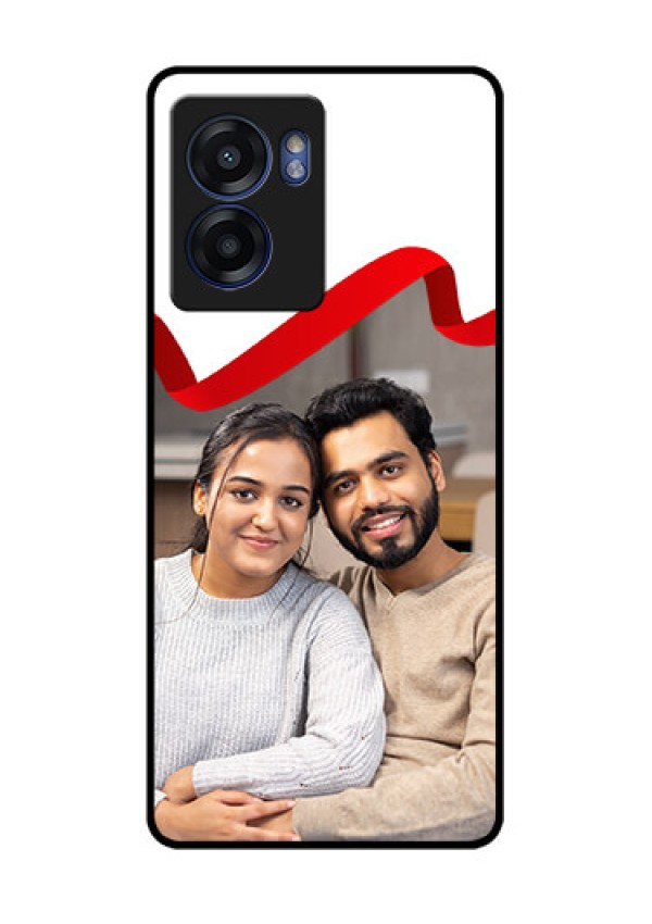 Oppo K10 5G Photo Printing on Glass Case - Red Ribbon Frame Design